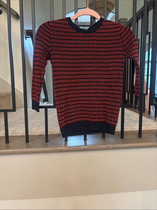 J. Crew Sweaters - J. Crew Black and Red Geometric Knit Top